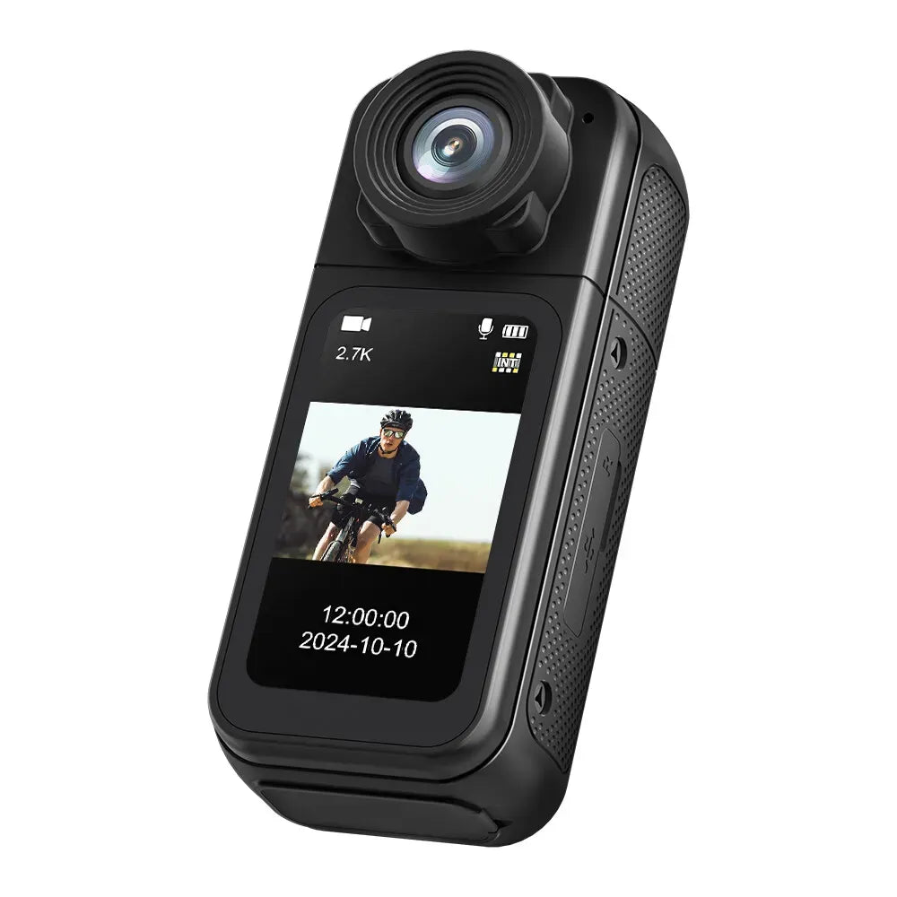 2.7K HD Mini Action Camera, Portable Thumb Camera with 180° Rotating Lens, Black