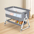 3-in-1 Adjustable Height Baby Bassinet Crib with Mosquito Net and Storage Basket in Grey