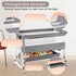3-in-1 Adjustable Height Baby Bassinet Crib with Mosquito Net and Storage Basket in Grey