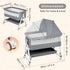 3-in-1 Adjustable Height Baby Bassinet Crib with Mosquito Net and Storage Basket in Grey