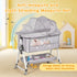 3-in-1 Grey Baby Bassinet Bedside Crib with Adjustable Height, Mosquito Net & Storage Basket