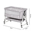 3-in-1 Grey Baby Bassinet Bedside Crib with Adjustable Height, Mosquito Net & Storage Basket
