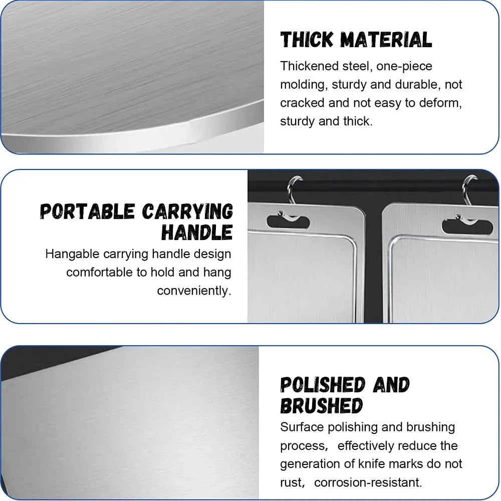 Double-Sided Titanium Cutting Board 46x30cm, Heat Resistant Non-Slip, Silver