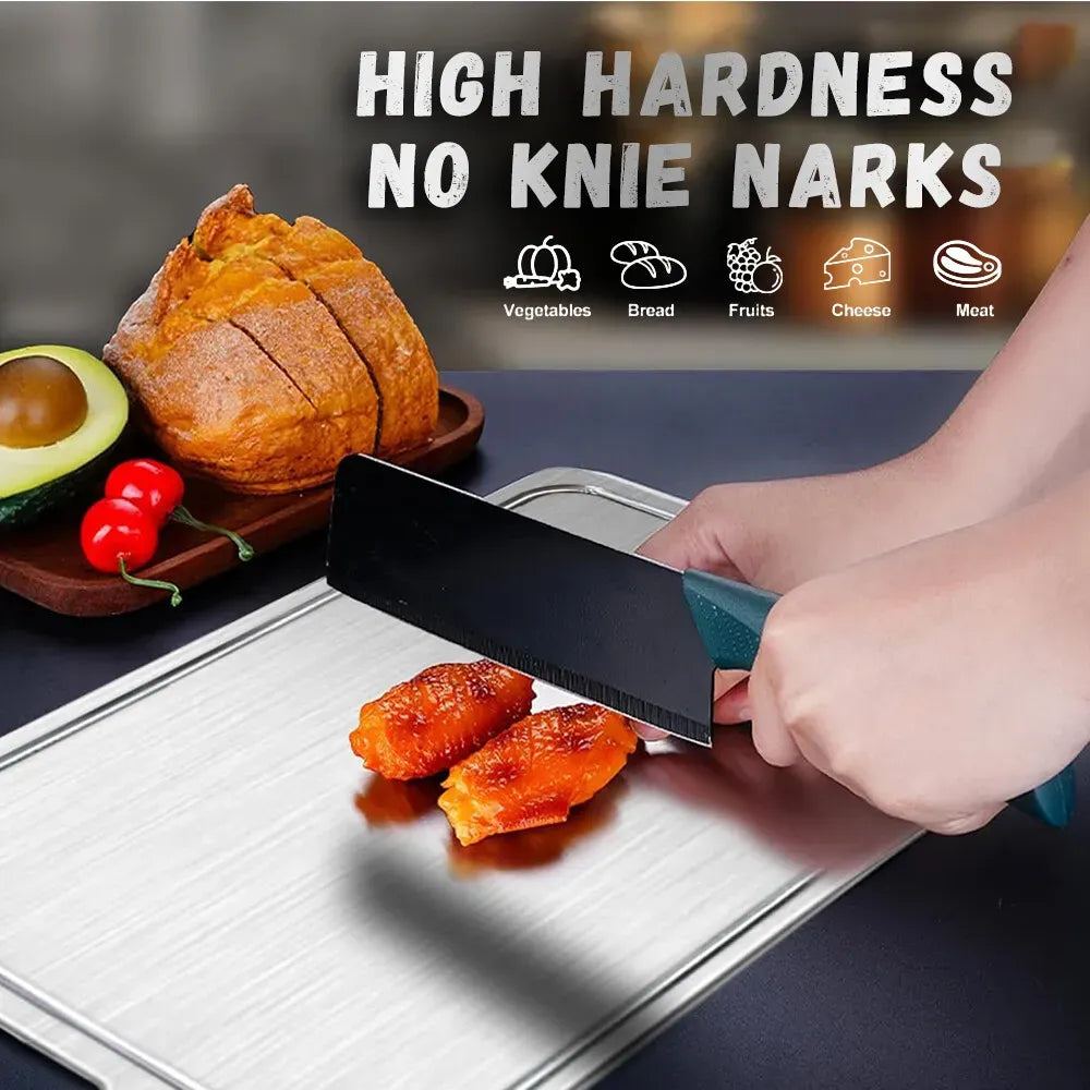 Double-Sided Titanium Cutting Board 46x30cm, Heat Resistant Non-Slip, Silver