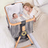 3 in 1 Grey Baby Bassinet Bedside Crib with Mattress, Adjustable Height and Storage Basket