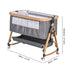 3 in 1 Grey Baby Bassinet Bedside Crib with Mattress, Adjustable Height and Storage Basket