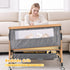 3 in 1 Grey Baby Bassinet Bedside Crib with Mattress, Adjustable Height and Storage Basket