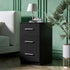 Black White Black Bedside Table with 3 Drawers, Modern Design, 38x35x66cm Storage Cabinet