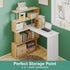Adjustable Computer Desk with Storage Shelving in White Jointed Oak, 131x86x106cm