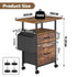 61x38cm Walnut Printer Stand, 4-Tier Mobile File Cabinet with Storage Drawer
