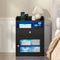 Black Bedside Table with Acrylic Door, Charging Station and RGB LED Light