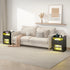 Black Bedside Table with Acrylic Door, Charging Station and RGB LED Light
