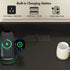 Black Bedside Table with Acrylic Door, Charging Station and RGB LED Light