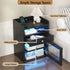 Black Bedside Table with Acrylic Door, Charging Station and RGB LED Light