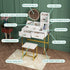 Dressing Table Stool Set in White & Gold with LED Lights and Charging Station