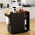 Kitchen Island Cart on Wheels with Charging Station, Black, 83x38x82cm