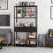 Metal Bookcase With Drawers, Dark Walnut & Black, 90x30x180cm, 6 Shelves