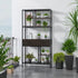 Metal Bookcase With Drawers, Dark Walnut & Black, 90x30x180cm, 6 Shelves