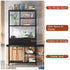 Metal Bookcase With Drawers, Dark Walnut & Black, 90x30x180cm, 6 Shelves