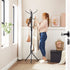 Metal Coat Rack Stand Hat Hanger, Black, 182cm