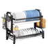 Compact 2-Tier Dish Drying Rack with Drainboard
