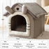 Soft Indoor Dog House & Bed – Washable Plush Pet Hut, Grey, Small Dogs