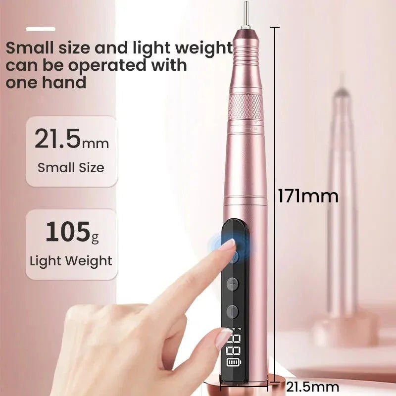 35000RPM Cordless Nail Drill Kit LED Pink