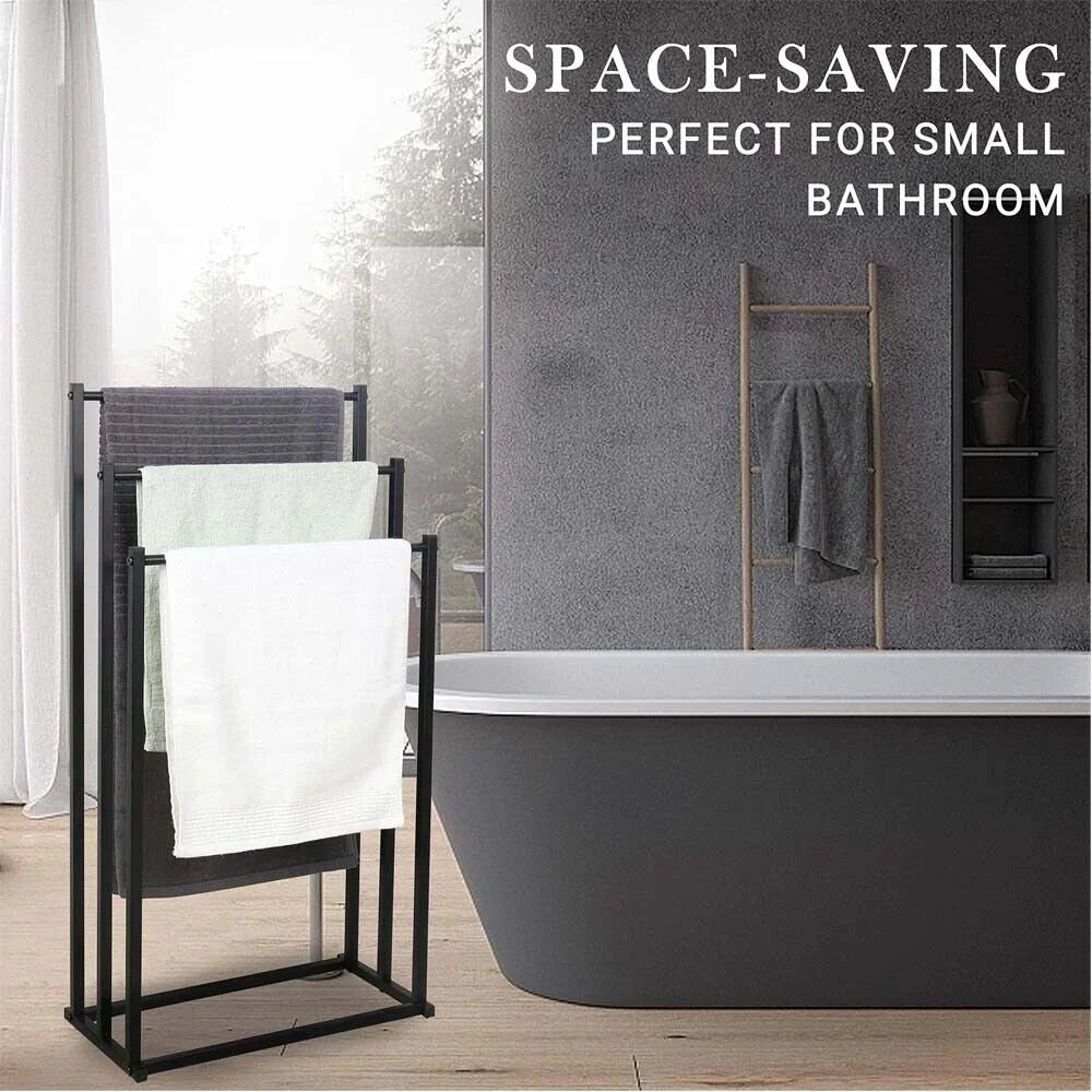 3 Tier Metal Towel Rack Freestanding Bathroom Organizer Rail