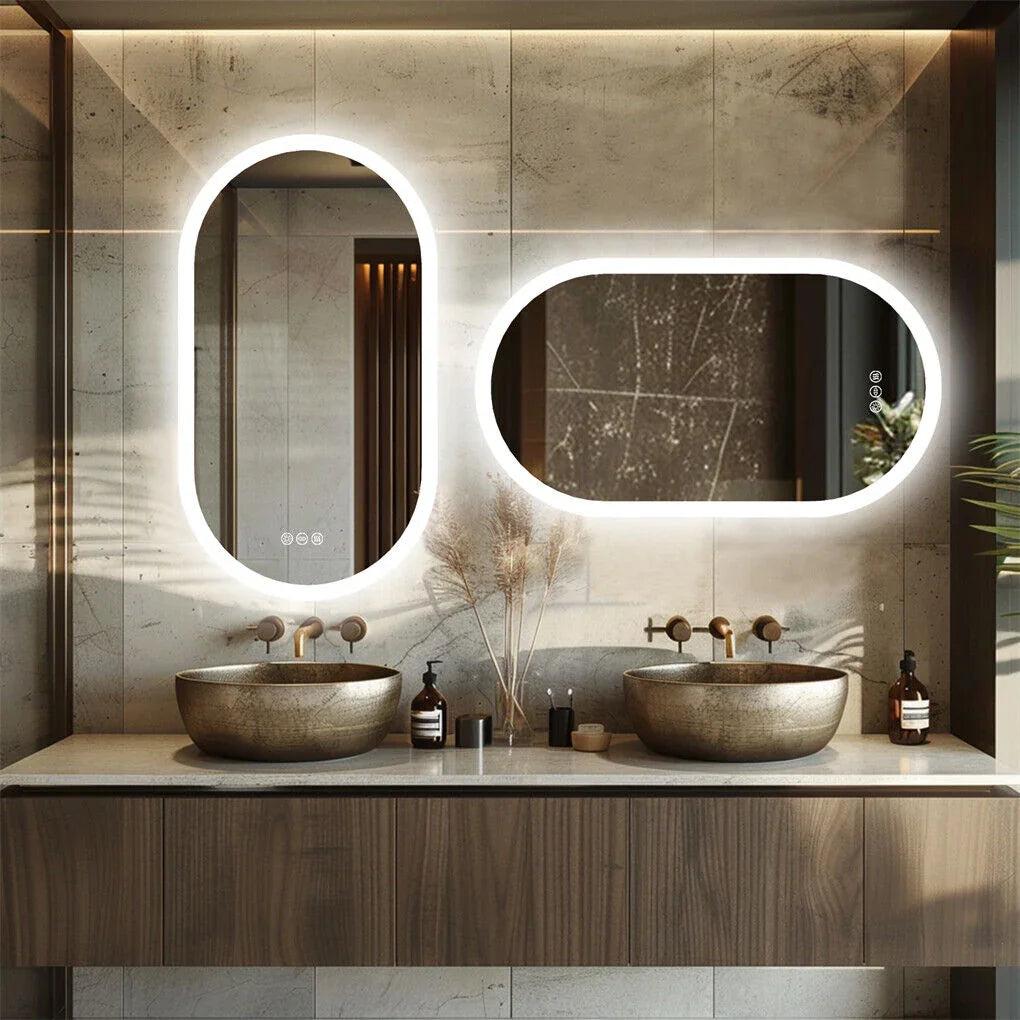 120x60cm LED Bathroom Mirror Oval Anti-Fog Dimmable Wall Mount