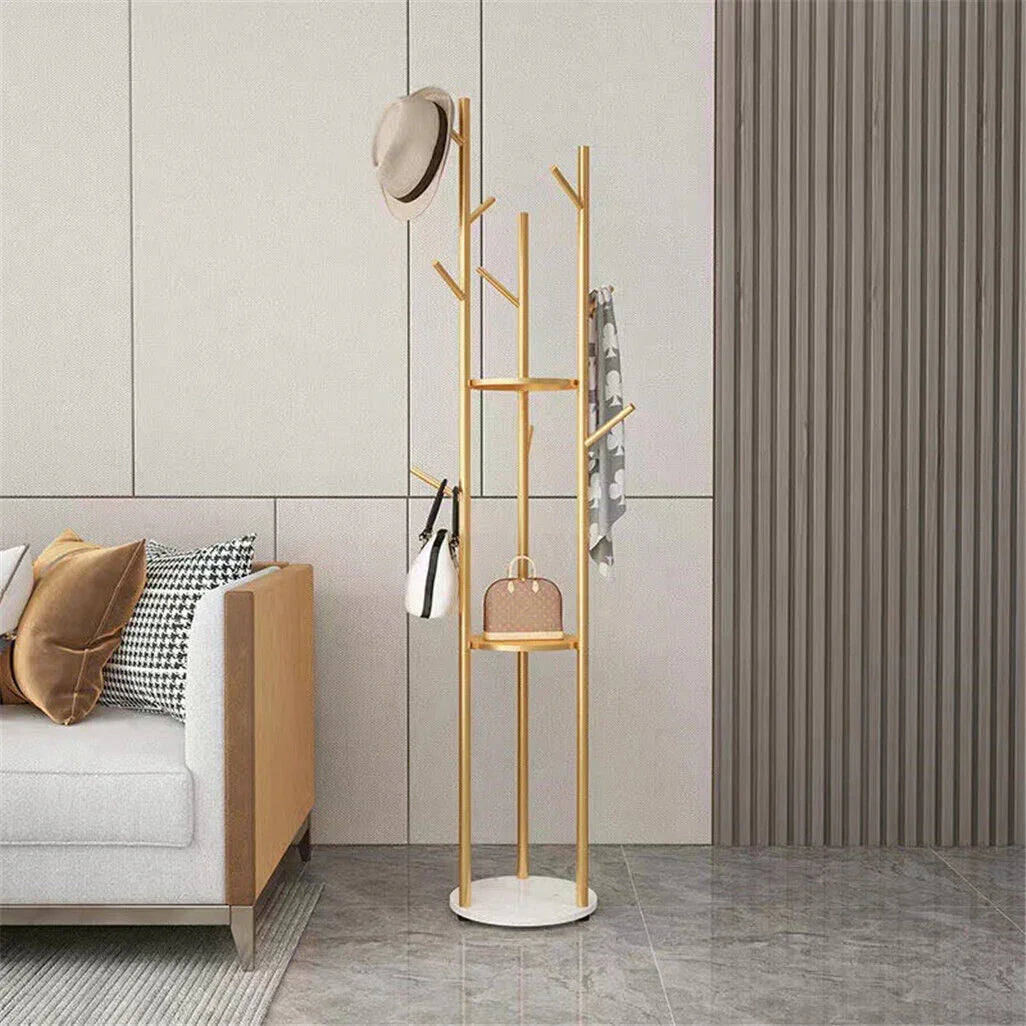 Marble & Metal Coat Rack Stand Heavy Duty