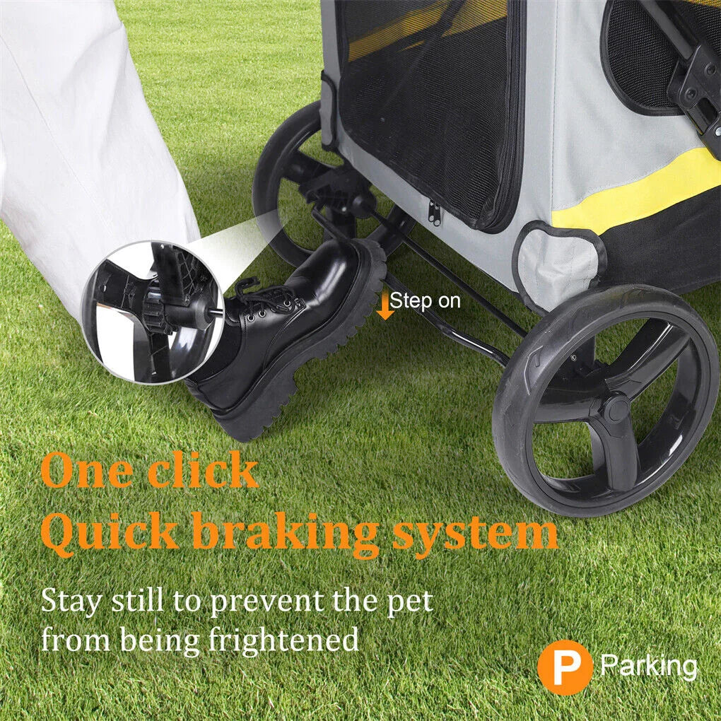 Dog Stroller w/ Rain Cover Foldable Pet Cart