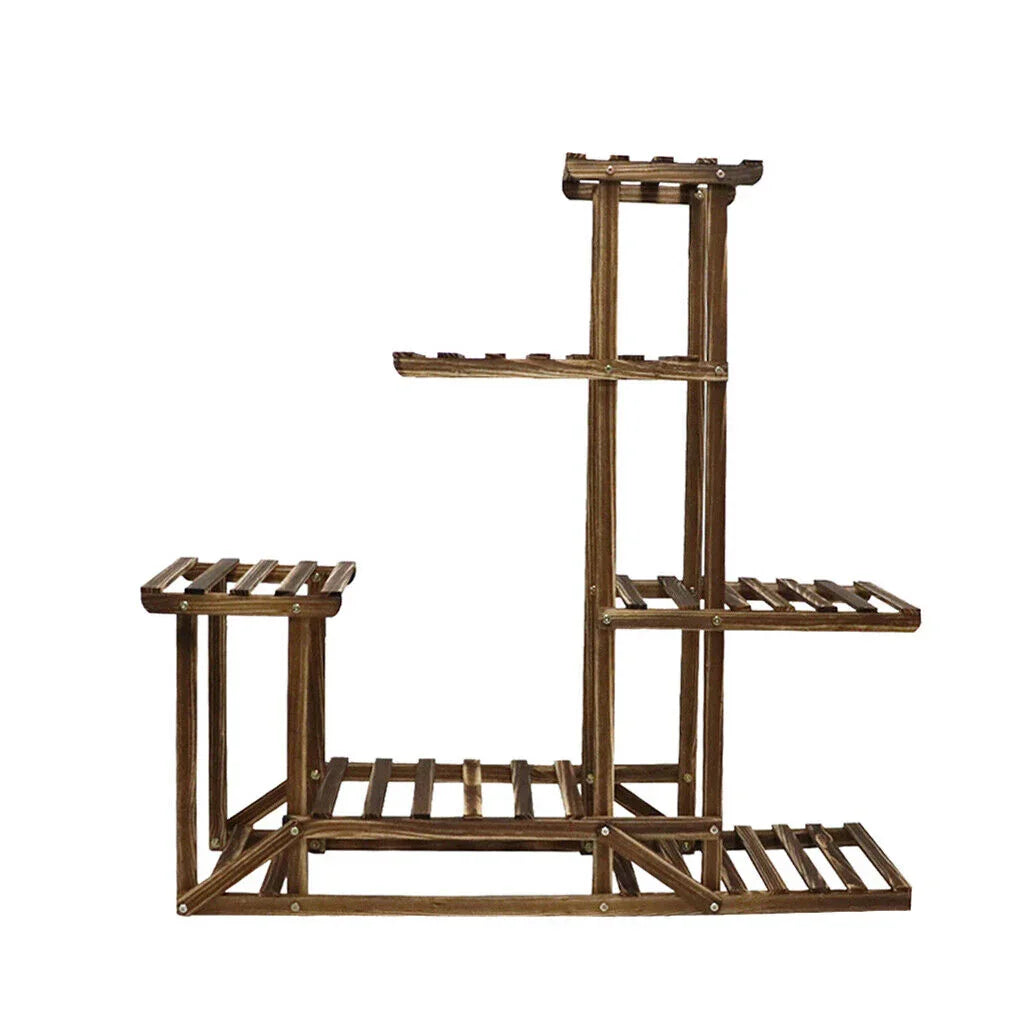 5-Tier Wooden Plant Stand Flower Display Shelf Indoor Outdoor Garden