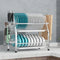 2 Tier Silver Kitchen Dish Rack Drainer 41cm High 25cm Long