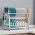 2 Tier Silver Kitchen Dish Rack Drainer 41cm High 25cm Long