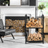 Steel Firewood Rack with Tools, Large Log Holder, 30cm Depth