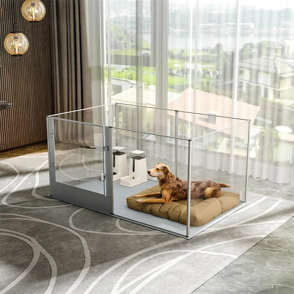 Large Acrylic Dog Playpen 163x102.5x80CM, 6 Panels