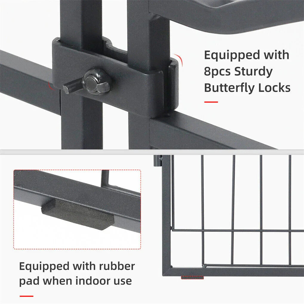 16 Panel Pet Playpen Gate Extension w/ Lockable Door Large Dog Cage