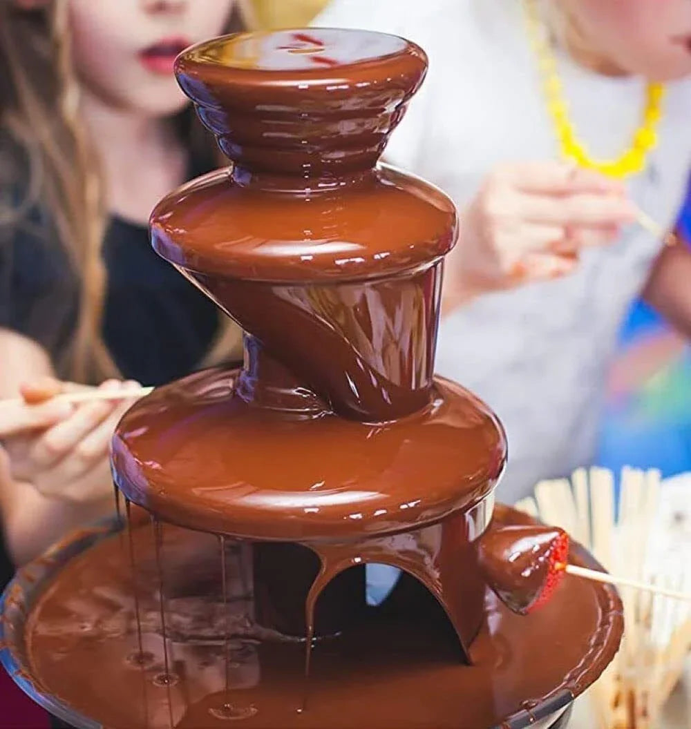 3-Tier Electric Chocolate Fondue Fountain Stainless Steel 0.9L
