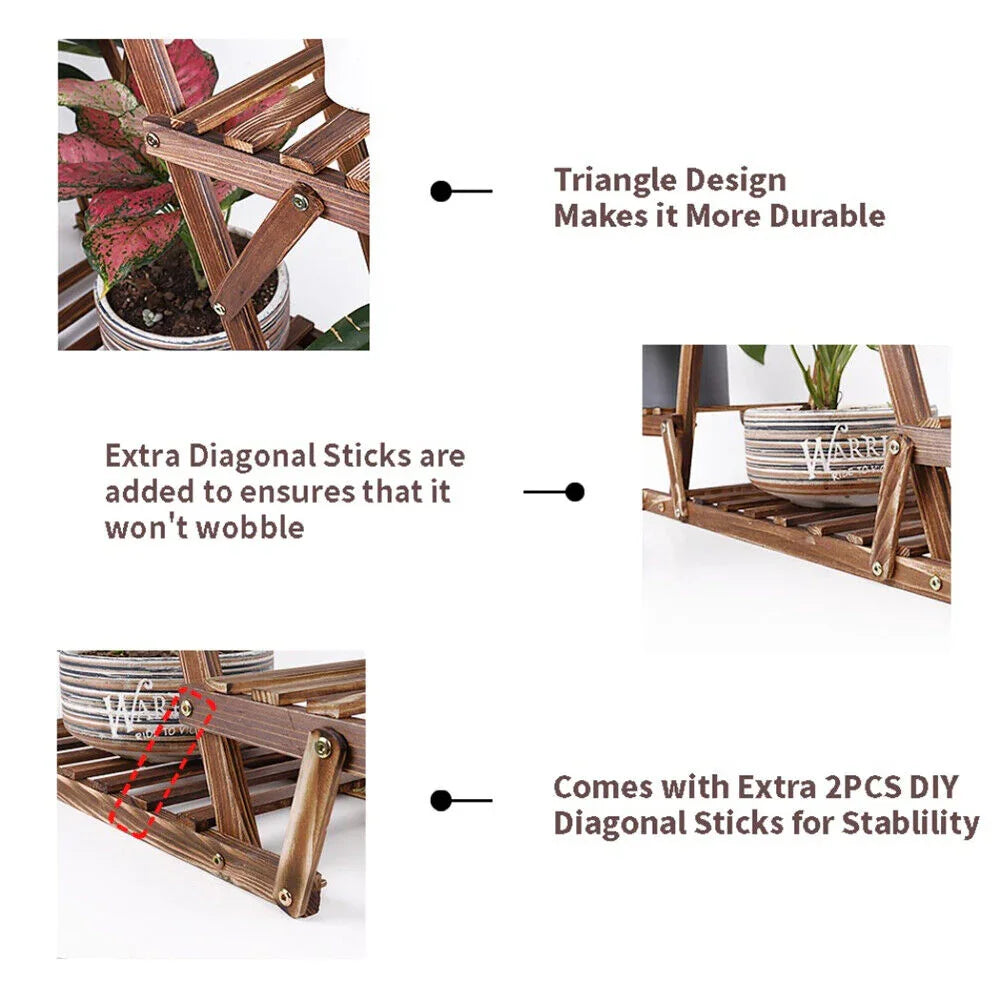 Wooden 6 Tier Plant Stand A-Frame Flower Pot Display Organizer