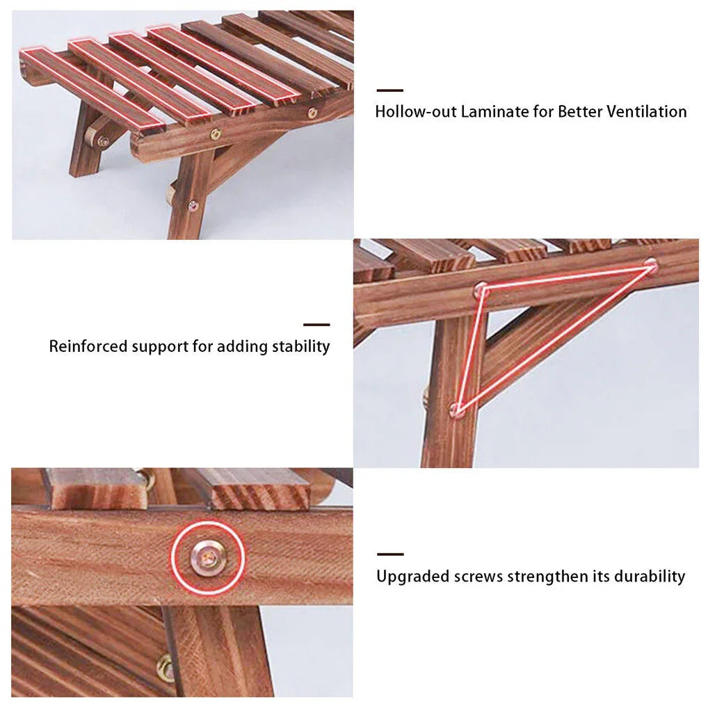 Pine Wood 3pcs Plant Stand Ladder Garden Flower Display