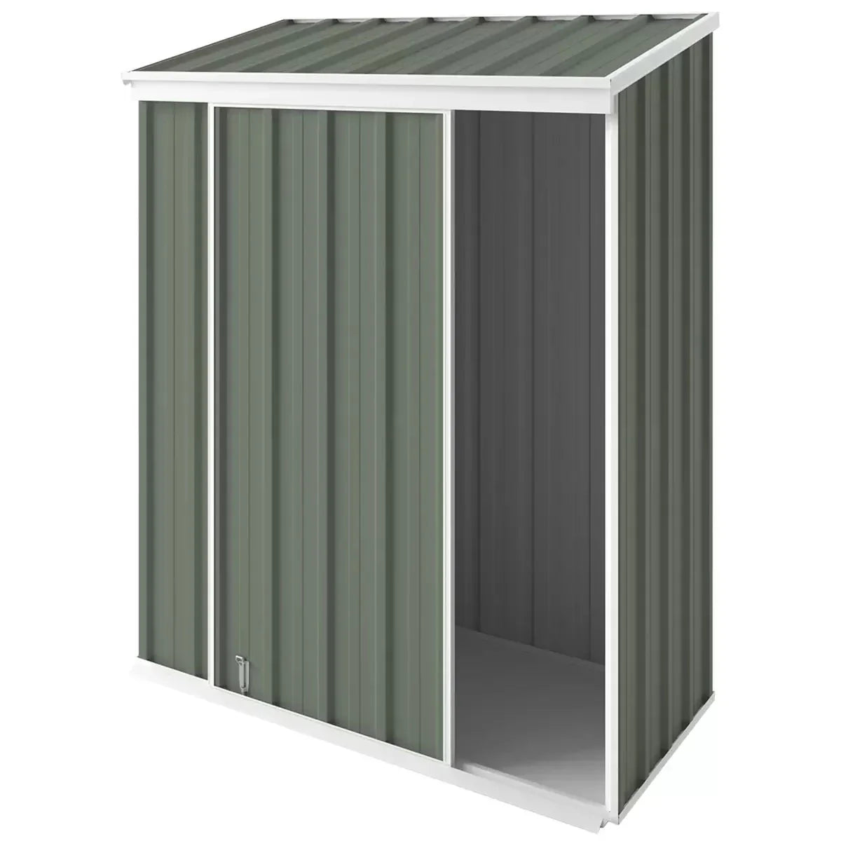 Narrow Garden Shed – 1.5×0.7m Slider & Hinged Door, Aussie‑Made, Mist Green
