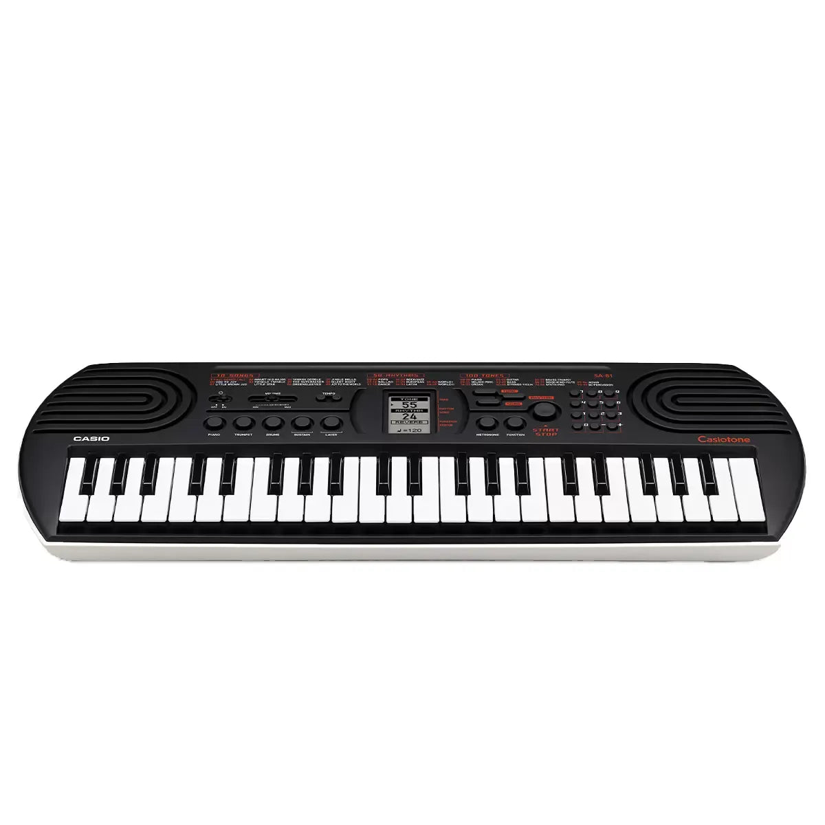 Black 44 Key Portable Mini Keyboard with 100 Tones, 50 Rhythms, and Headphone Output