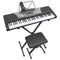 Black Digital Portable Keyboard Pack With Headphones, Stool, 61 Keys, 255 Voices, Adjustable Height Stand
