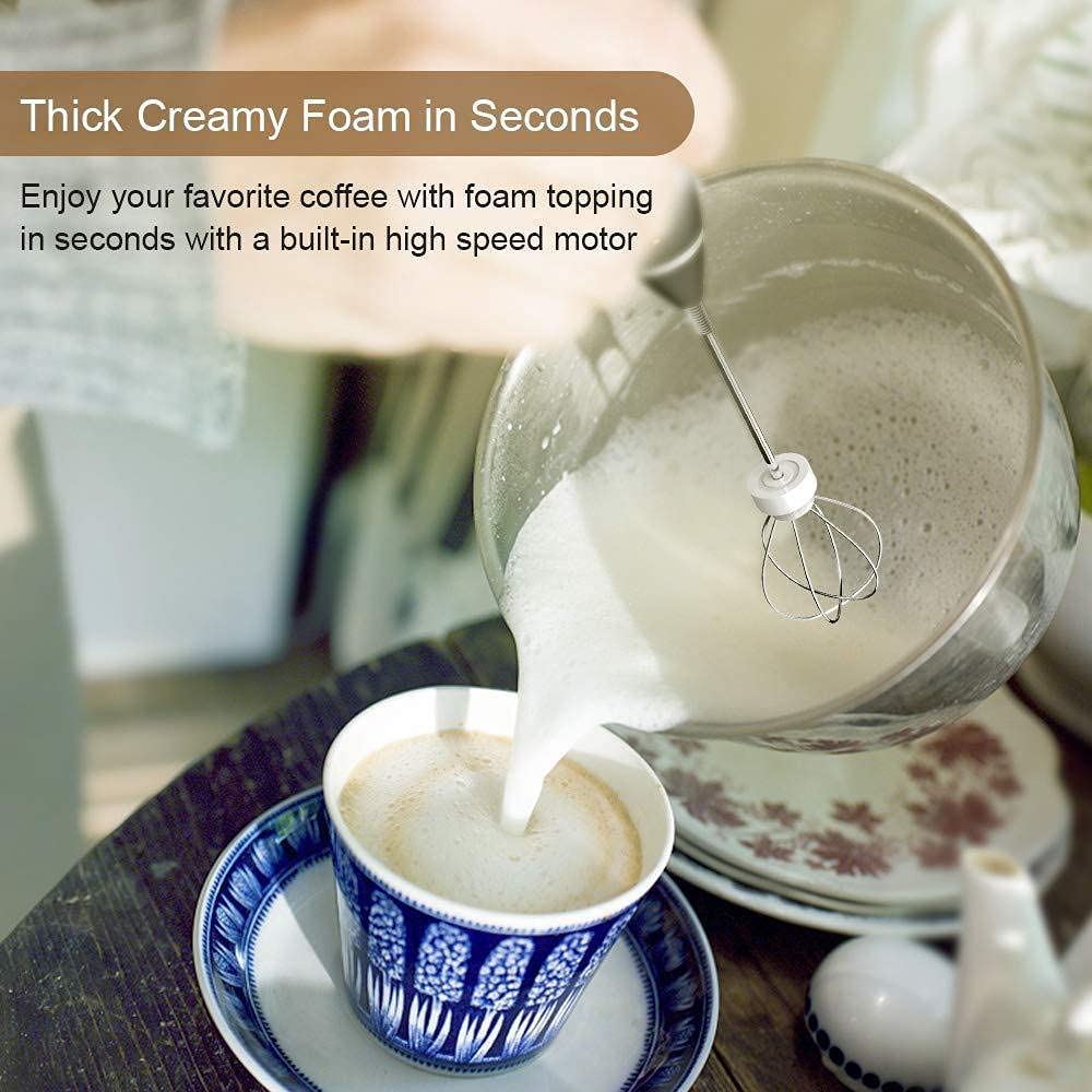 Black Rechargeable Electric Milk Frother Handheld 3 Speeds