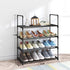 4-Tier Stainless Steel Shoe Rack Storage Organizer to Hold up to 15 Pairs of Shoes (55cm, Black)
