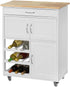 Kitchen Trolley with Wine Racks, Portable Workbench and Serving Cart for Bar or Dining