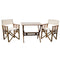 Maculata folding table and 2 director chairs