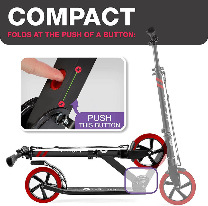 Pulse Kick Push Commuter Scooter Teen Adult Black