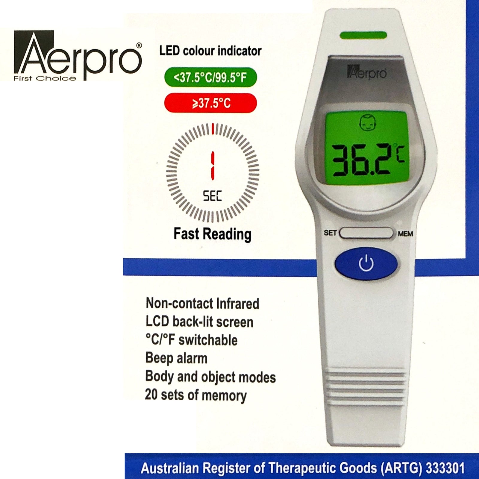 Non Contact Infra Red Forehead & Body Thermometer Australian ARTG Registered