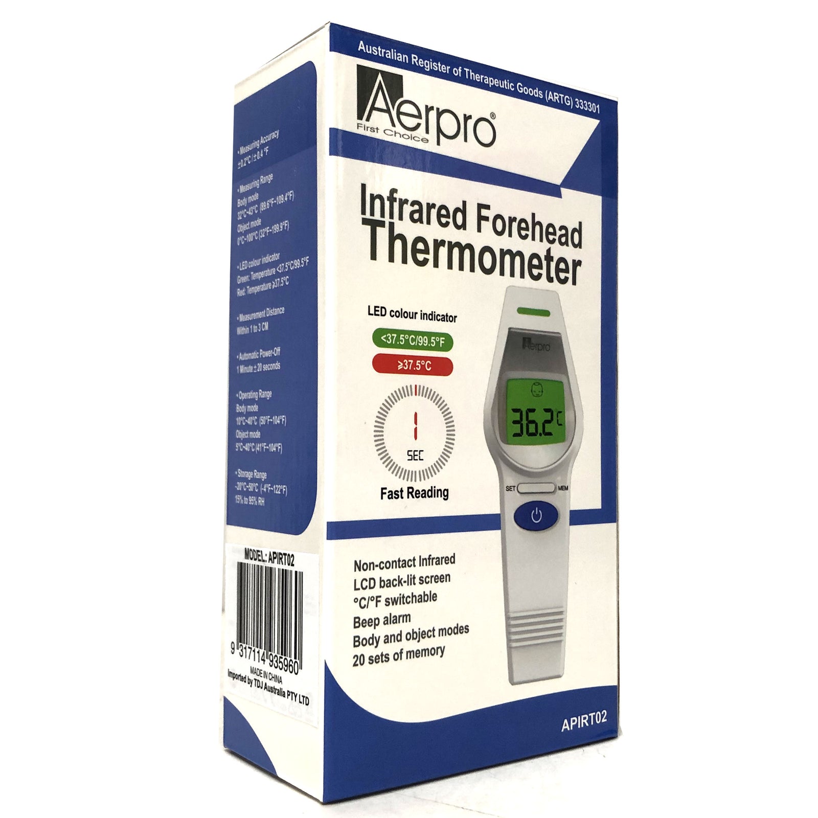Non Contact Infra Red Forehead & Body Thermometer Australian ARTG Registered